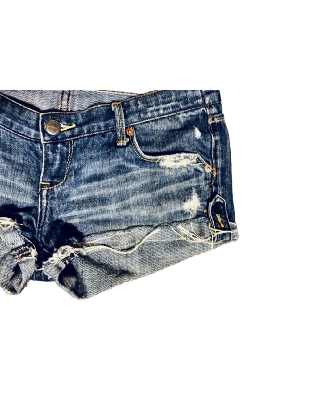Vintage Ruehl Super Low Rise Distressed Jean Shorts Size 25 - Picture 3 of 10